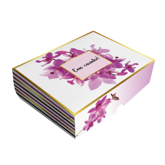 Caixa para 6 doces Orquídeas - 36 unidades