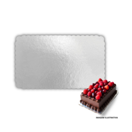 Cake Board Premium Retangular 20x35 cm Prata - 10 unidades