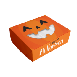 Caixa para 6 doces com visor Halloween Abobrita - 24 unidades - OPORTUNIDADE